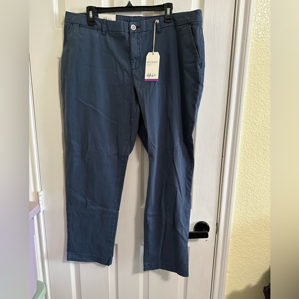 Style & Co NWT Navy (New Uniform Blue) Boyfriend Midrise Pants Size: 16